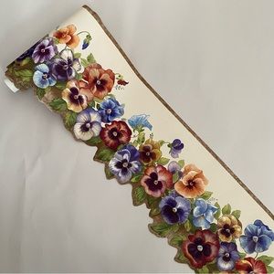 Vintage Pansy Garden Wallpaper Border by Brewster Home Fashions 15 feet x 6.25”